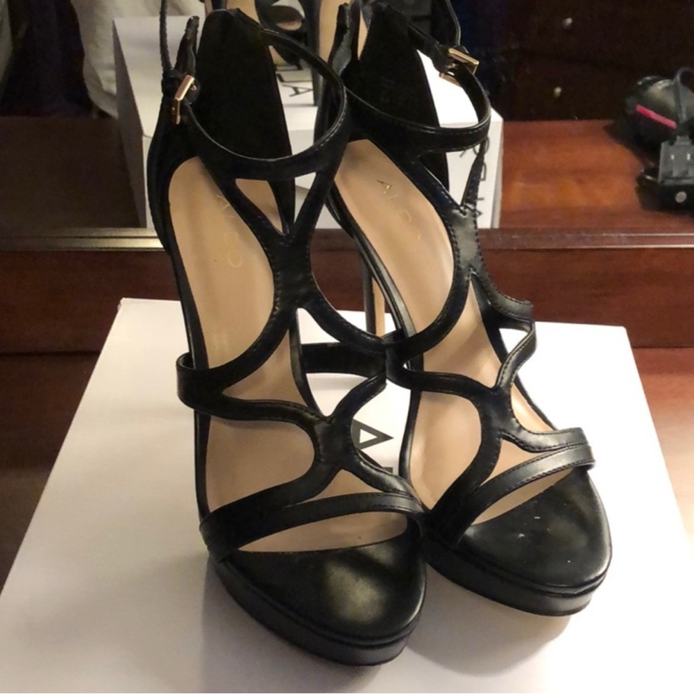 Aldo Black Strappy Heels